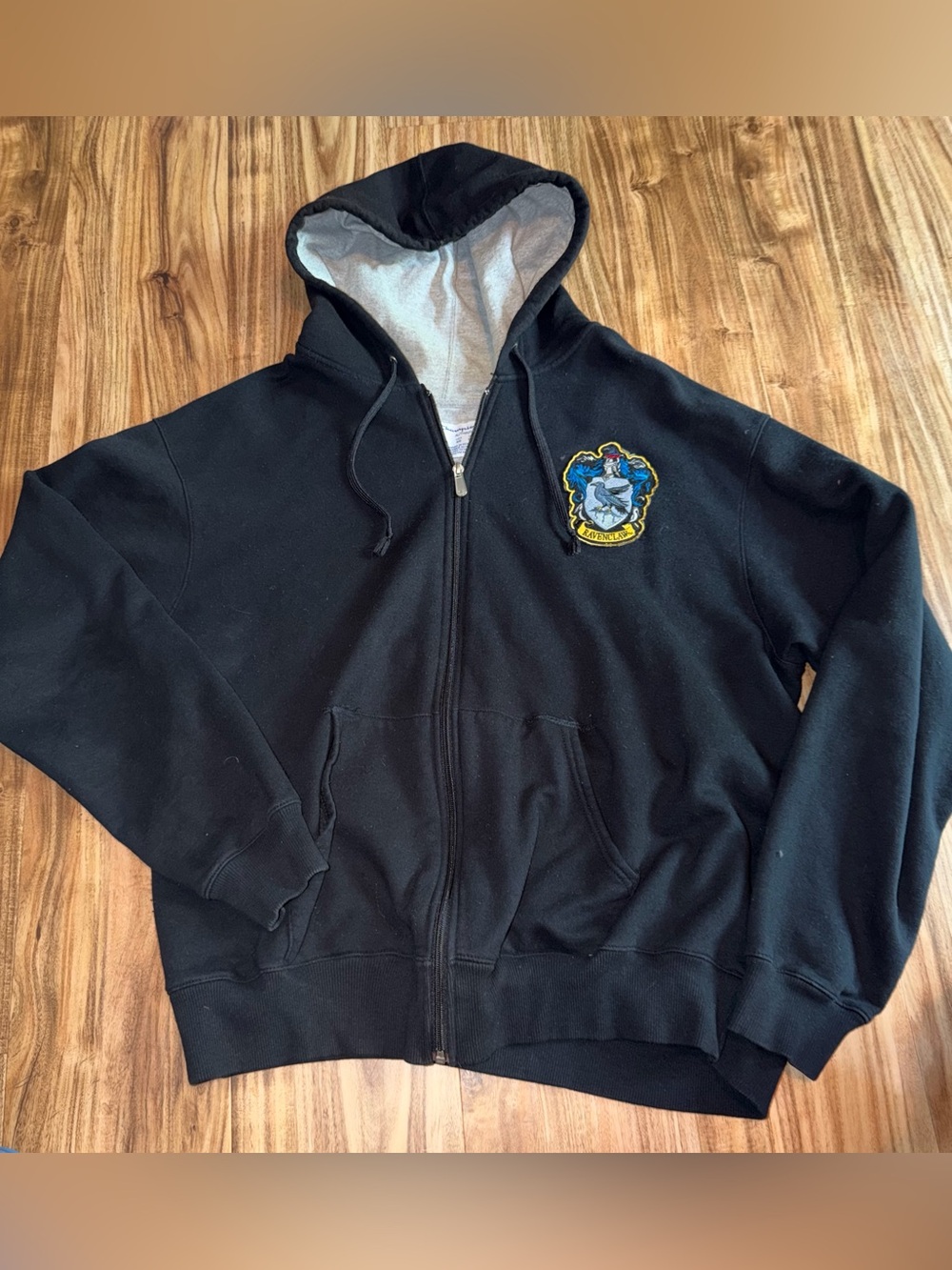 Harry Potter Ravenclaw Champion Black Full-Zip Hoodie with Light Gray Lining XL